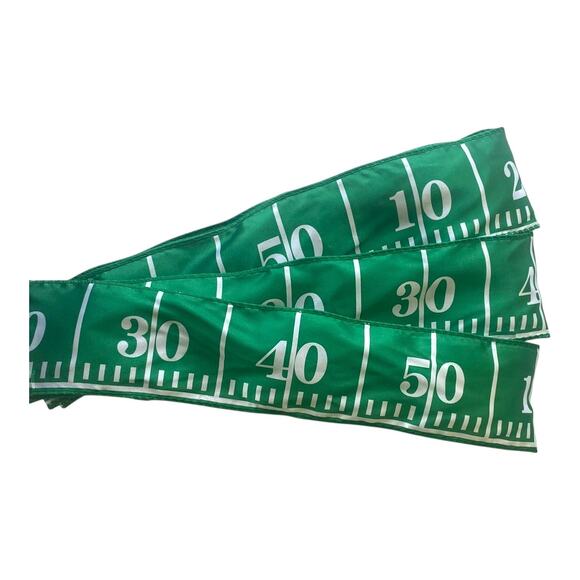 2.5” Football Field Wired Ribbon | Green Field Stripe Print for Sports Wreath - Picture 4 of 5